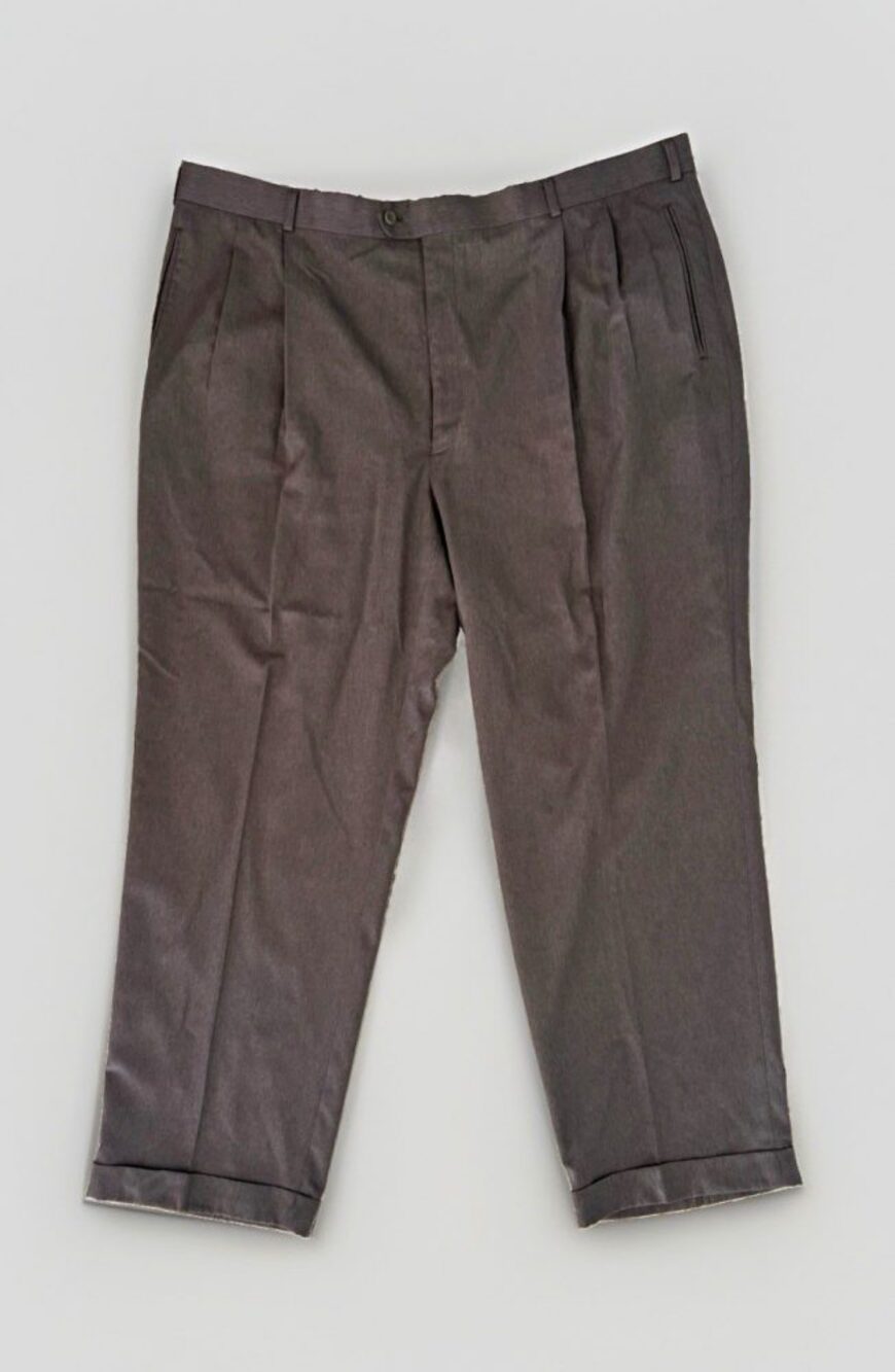 Louis Raphael Men’s Gray Dress Pants Classic Fit Pleated Cuffed Straight 46